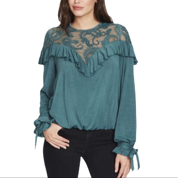 William Rast Tops - William Rast Ruffled Illusion Blouse Small
